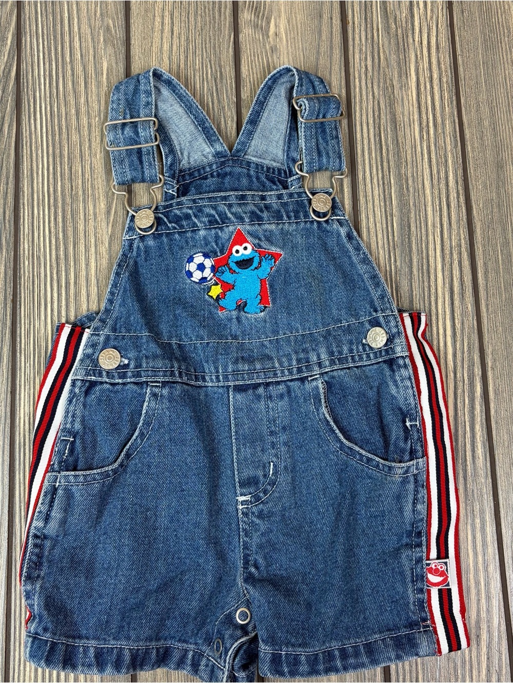 Vintage Y2K Sesame Street Cookie Monster Overalls 3/6m Baby